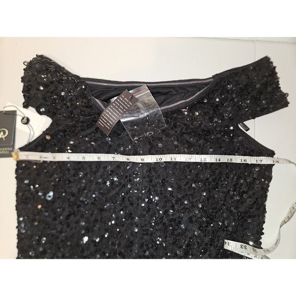 NWT! Adrianna Papell Women's Off Shoulder Black Sequins Maxi Gown Sz 14 $299 - Picture 11 of 12